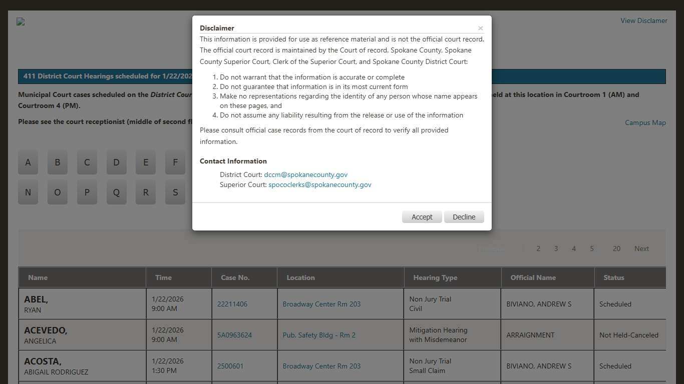 Spokane County Court Viewer